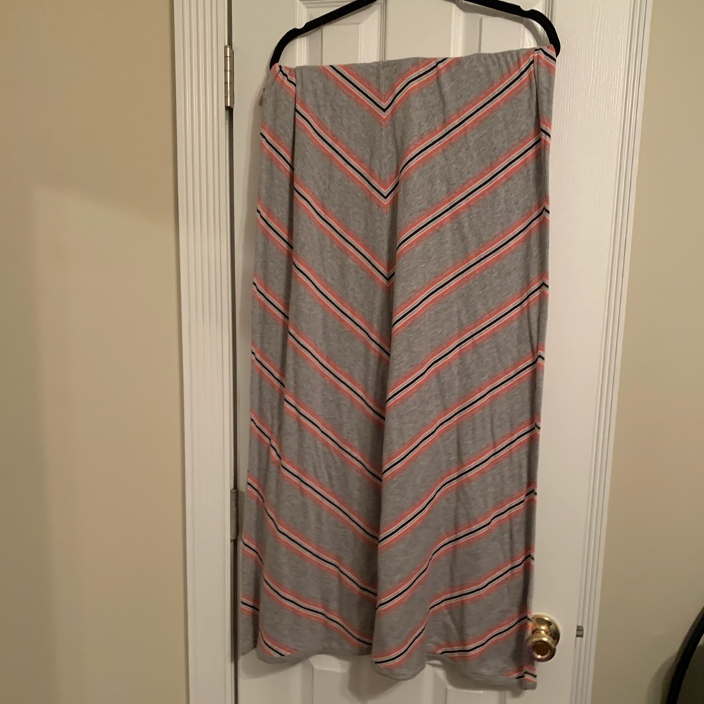 lane bryant gray maxi skirt with pink stripe